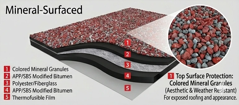 Mineral Surfaced Bitumen Membrane